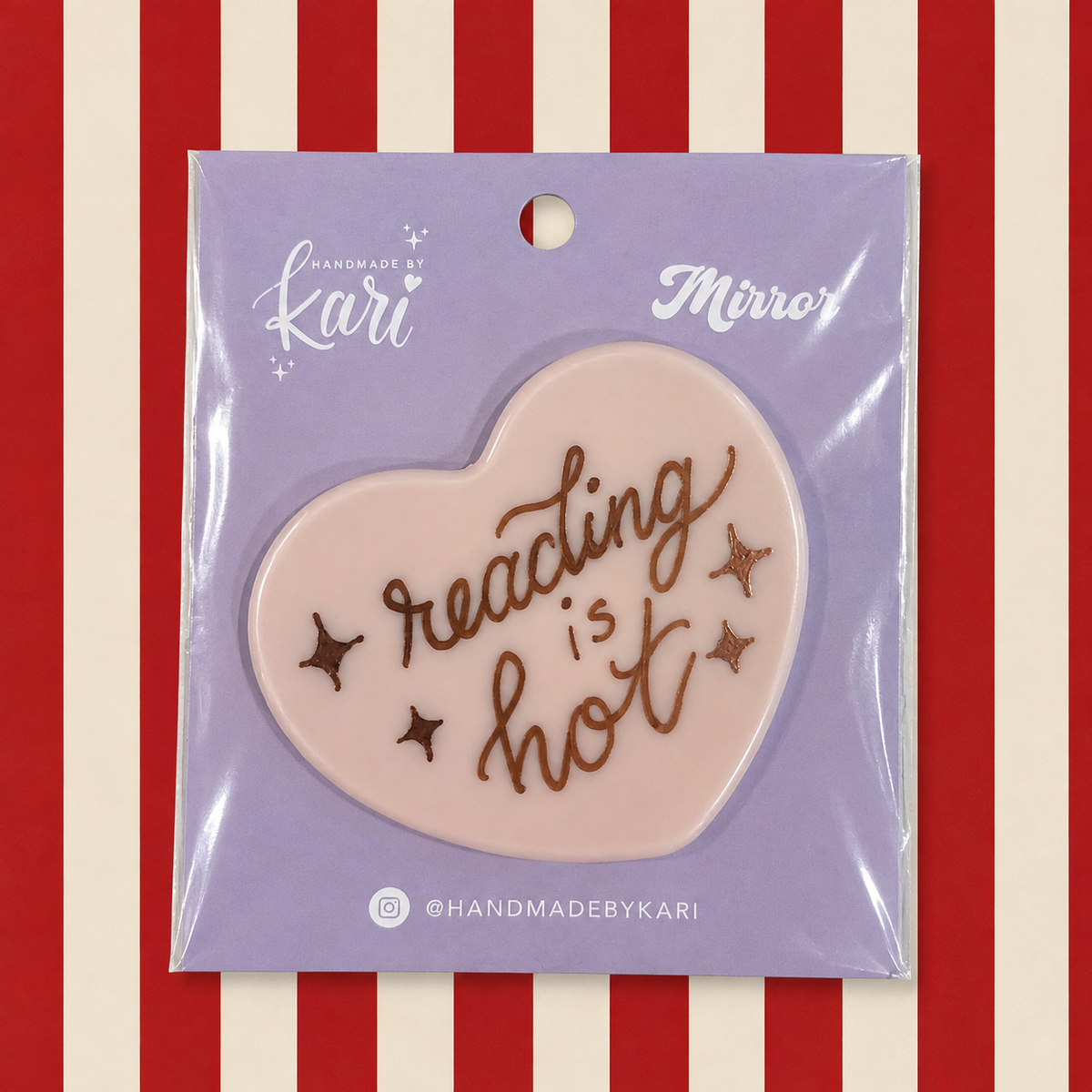 Reading Is Hot Heart Compact Mirror - Light Pink