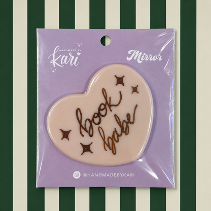 "Book Babe" Compact Mirror - Light Pink