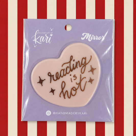 Reading Is Hot Heart Compact Mirror - Light Pink