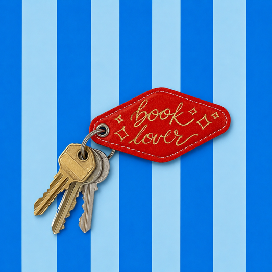 Book Lover Leatherette Keychain - Red