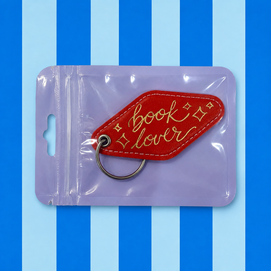 Book Lover Leatherette Keychain - Red