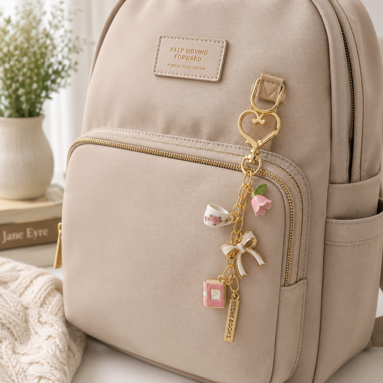 Tea & Tales Bag Charm - Pink
