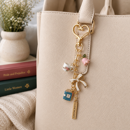Tea & Tales Bag Charm - Blue