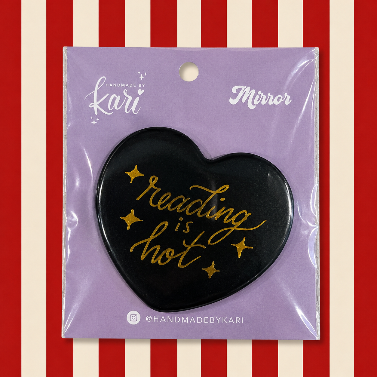 Reading Is Hot Heart Compact Mirror - Black