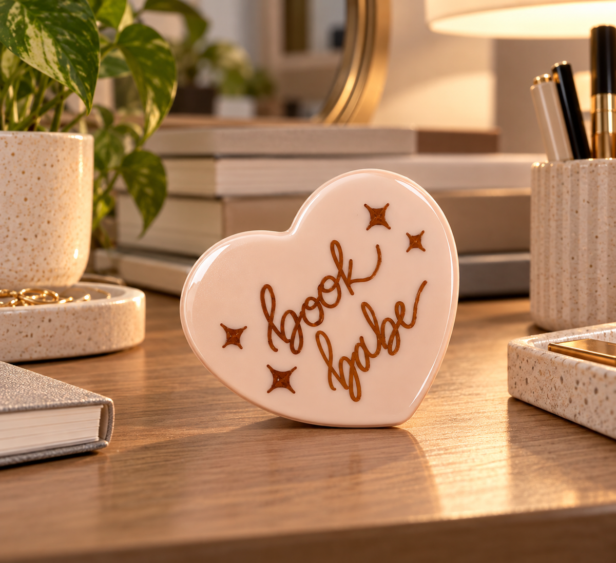 "Book Babe" Compact Mirror - Light Pink