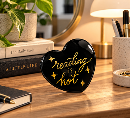 "Reading Is Hot" Heart Compact Mirror - Black