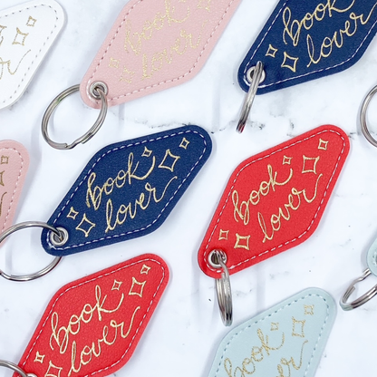 Book Lover Leatherette Keychain - Red